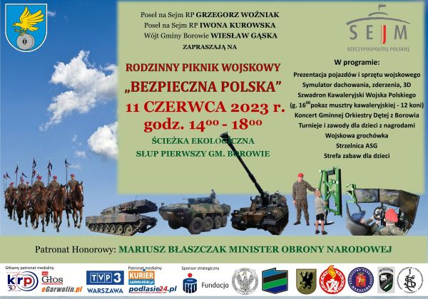 Plakat promujący Rodzinny Piknik Wojskowy „Bezpieczna Polska”