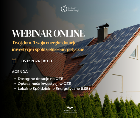 Plakat promujący webinar na temat OZE