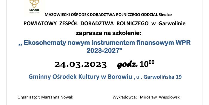 Spotkanie w GOK Borowie - 24 marzec, godz. 10