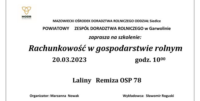Spotkanie w OSP Laliny - 20 marzec, godz. 10