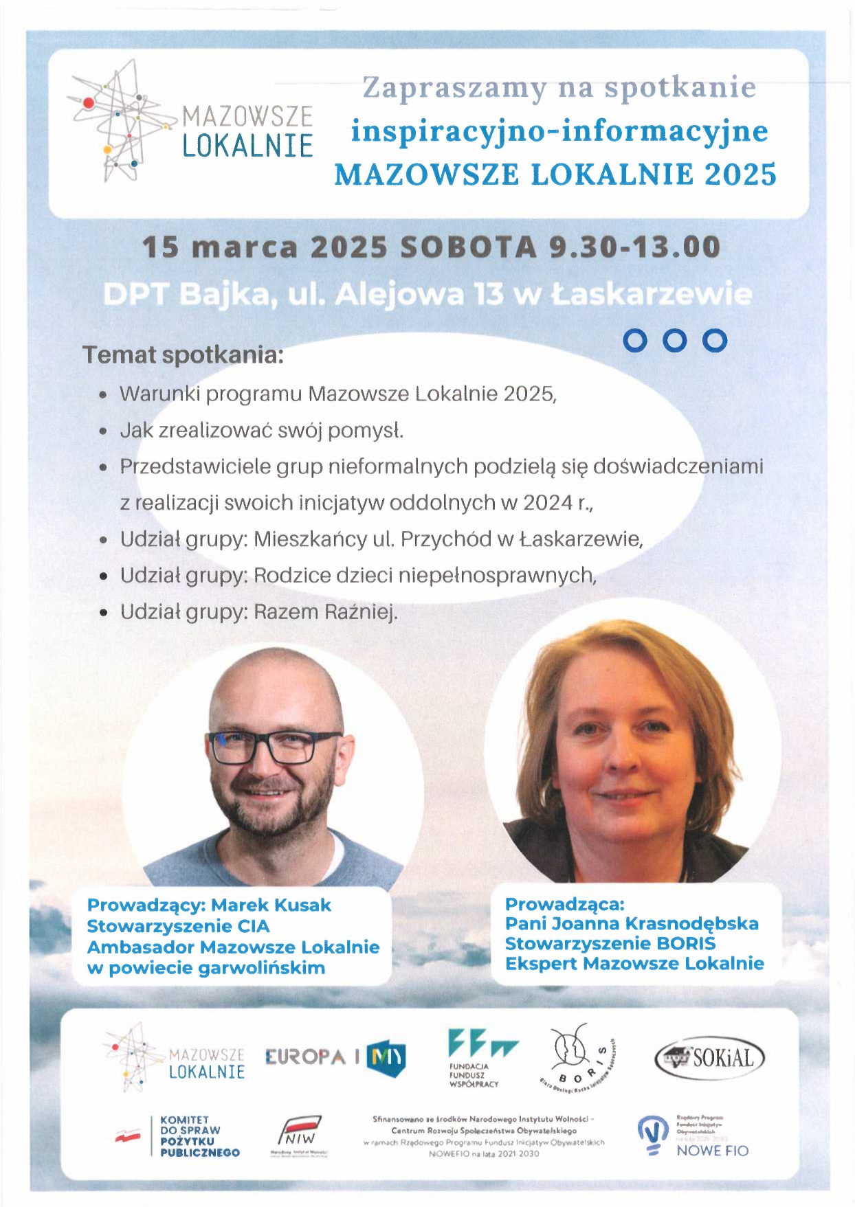 Plakat promujący spotkanie Mazowsze Lokalnie