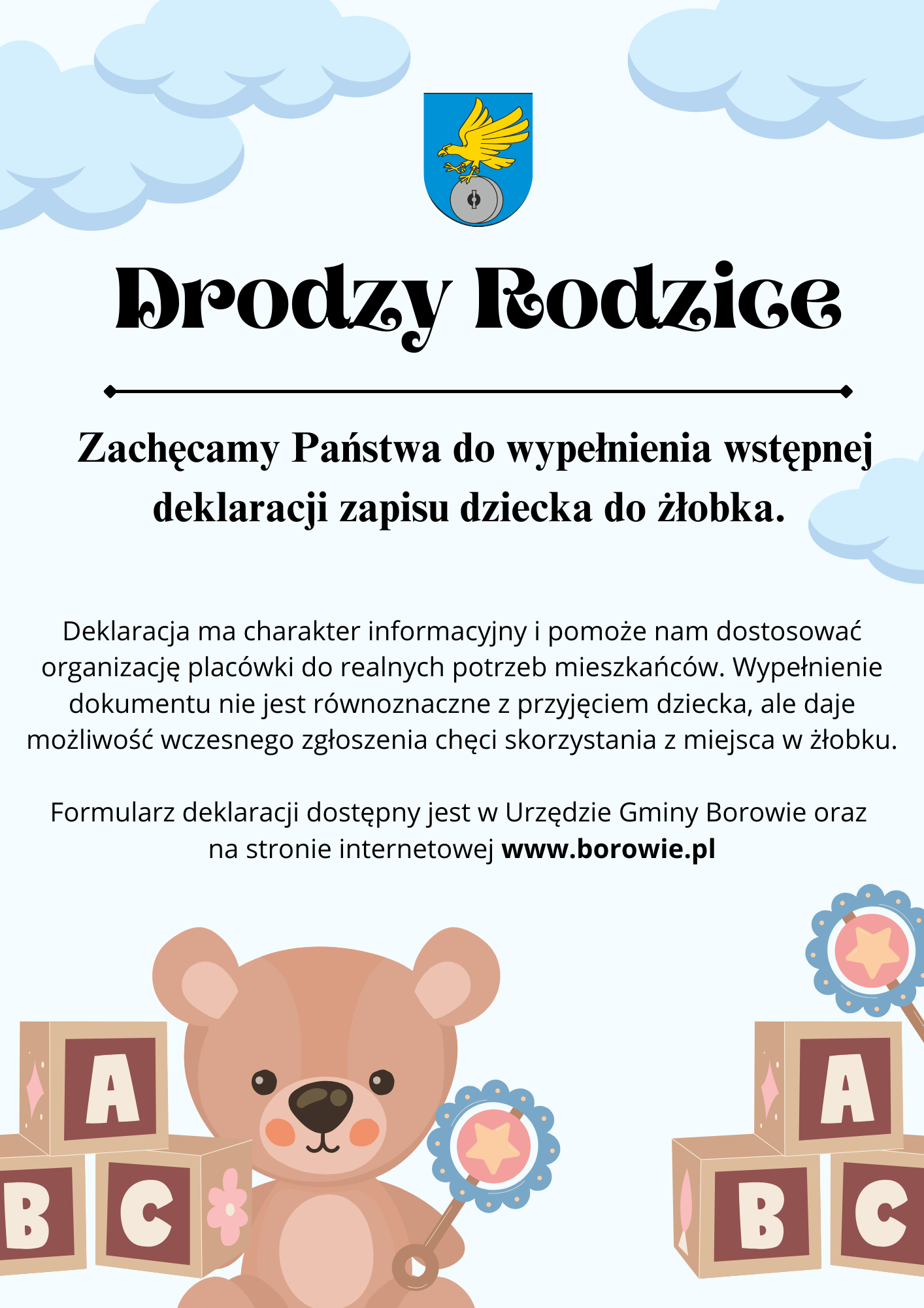 Plakat promujący zapis dziecka do żłobka