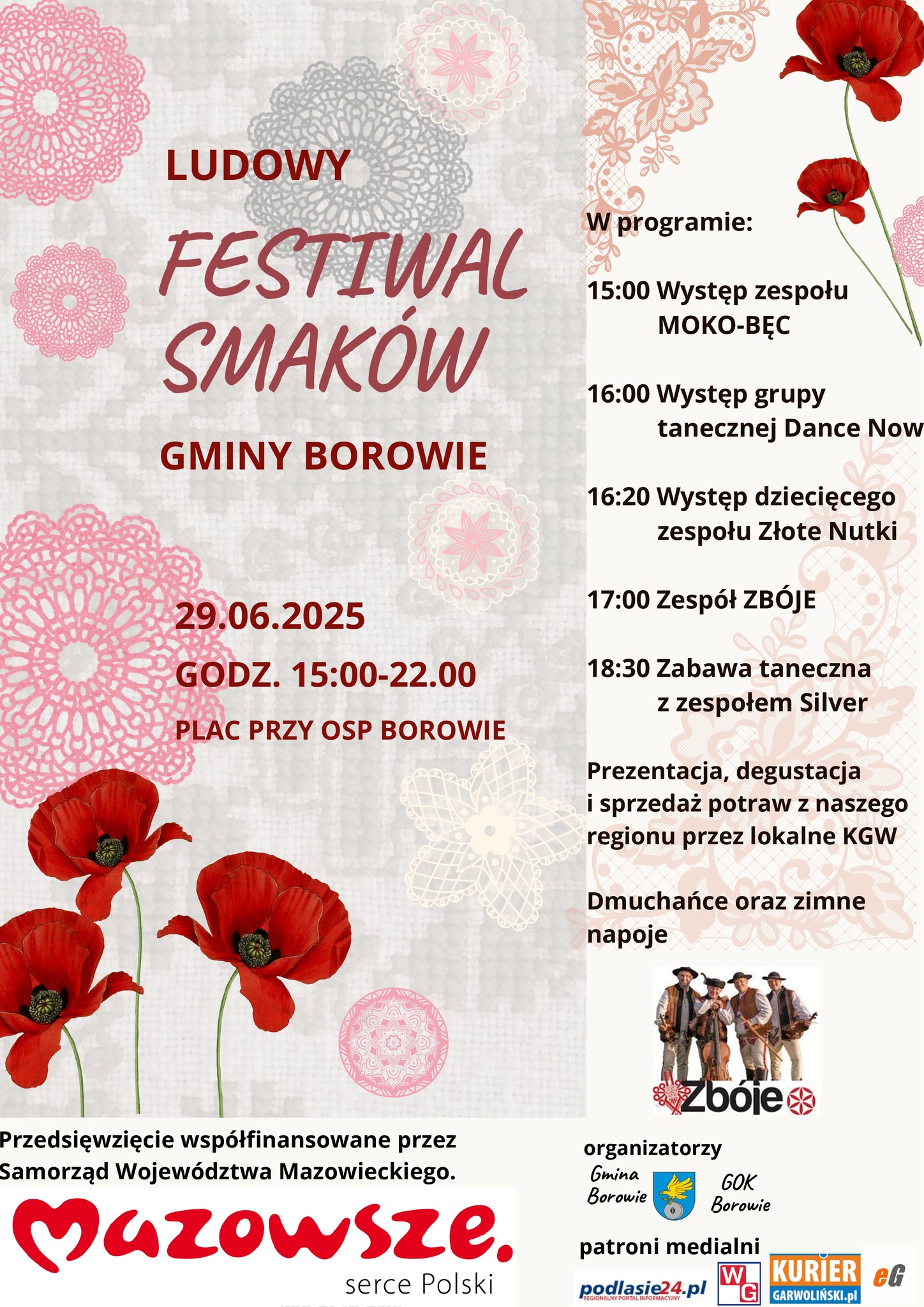 Plakat promujący Festiwal Smaków w Borowiu